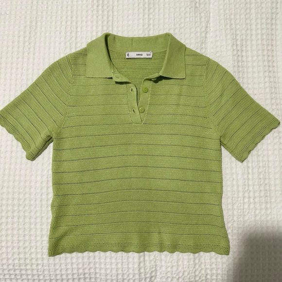 Mango Green Short Sleeve Polo Top - Picture 1 of 2